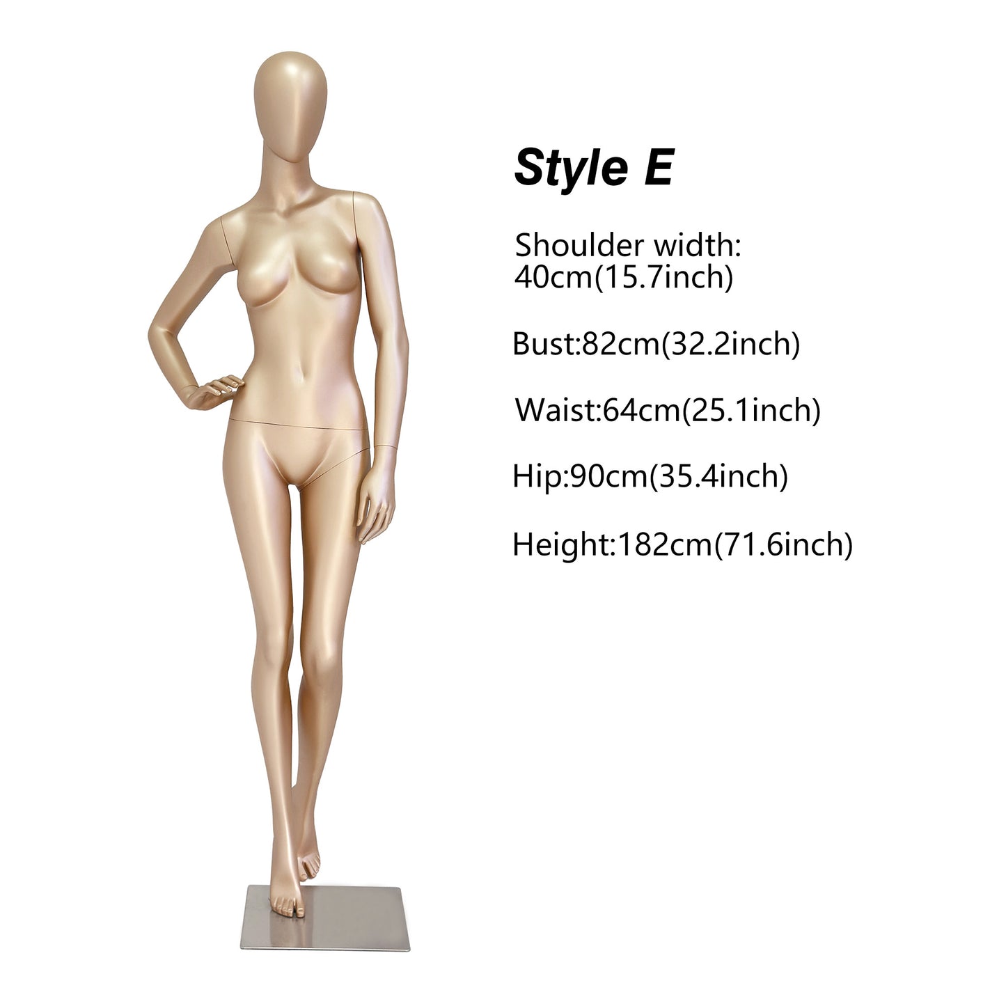 DE-LIANG Rose Gold Female Full Body Mannequin | Fiberglass Boutique Display Dummy