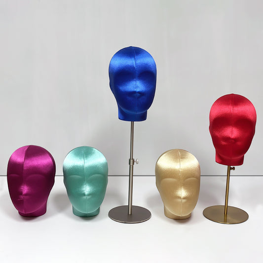 DE-LIANG Plus Size Female Silk Mannequin Head with Adjustable Stand for Wigs & Hats