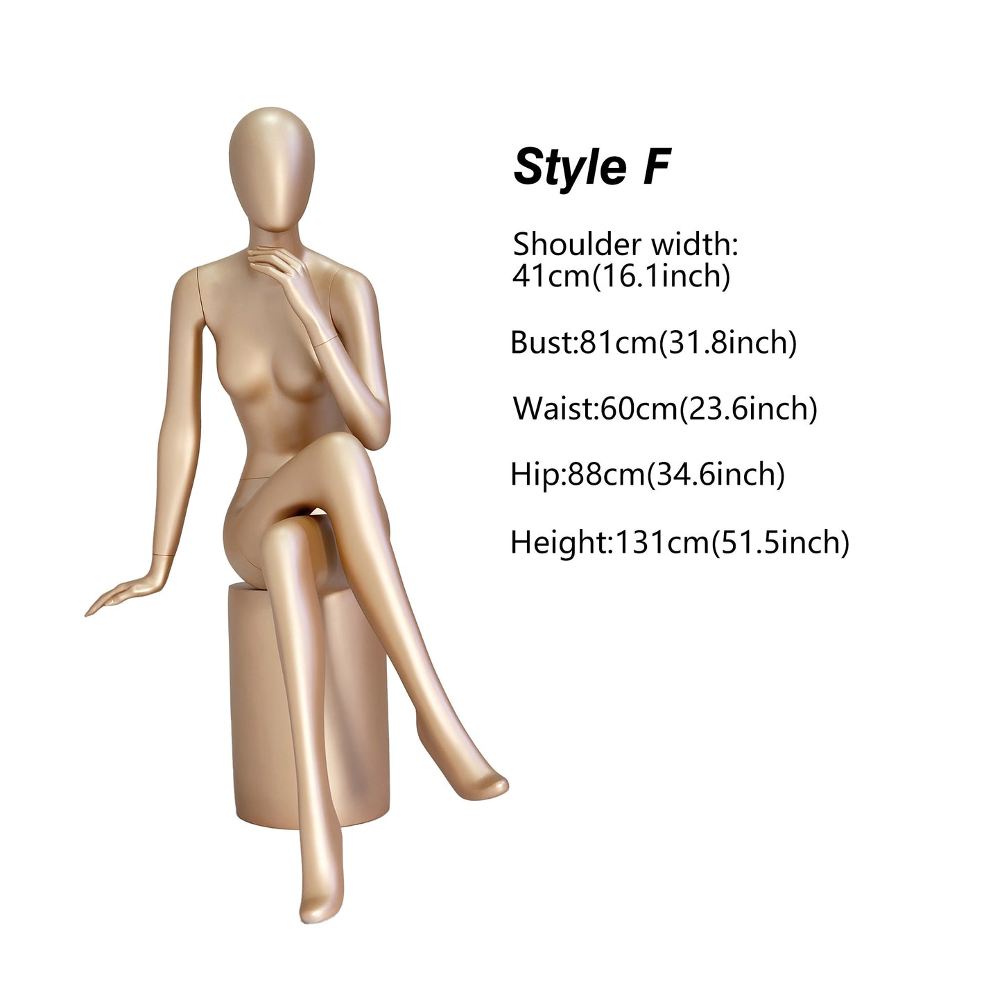 DE-LIANG Rose Gold Female Full Body Mannequin | Fiberglass Boutique Display Dummy