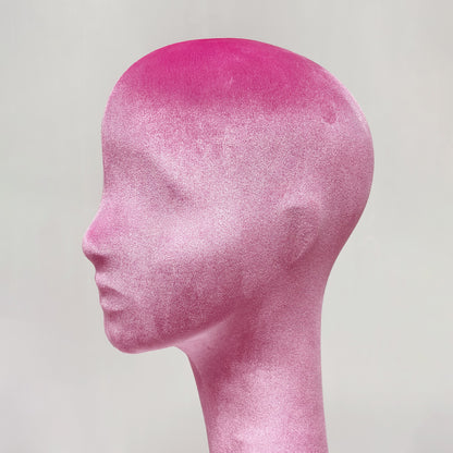 DE-LIANG Swan Neck Velvet Mannequin Head, Fiberglass Wig & Jewelry Display