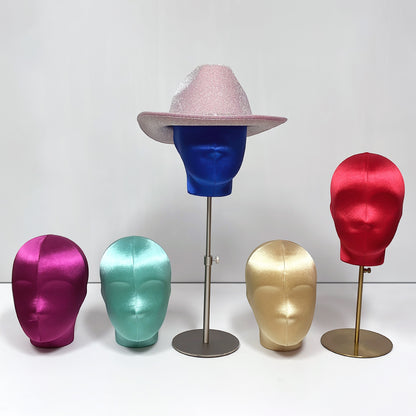 DE-LIANG Plus Size Female Silk Mannequin Head with Adjustable Stand for Wigs & Hats