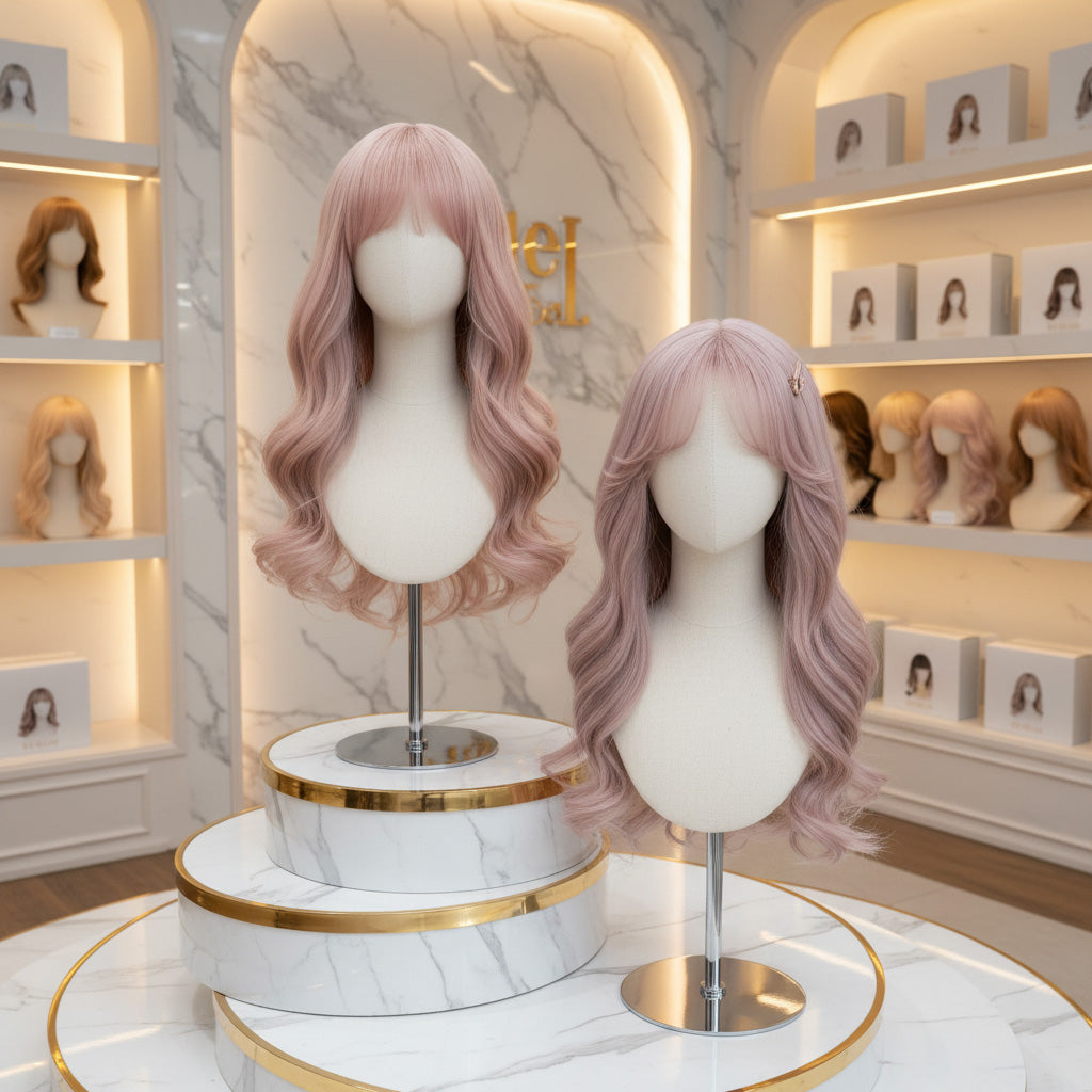 DE-LIANG Male & Female Linen Mannequin Head for Wigs, Hats & Jewelry Display