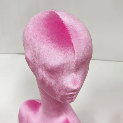 DE-LIANG Swan Neck Velvet Mannequin Head, Fiberglass Wig & Jewelry Display