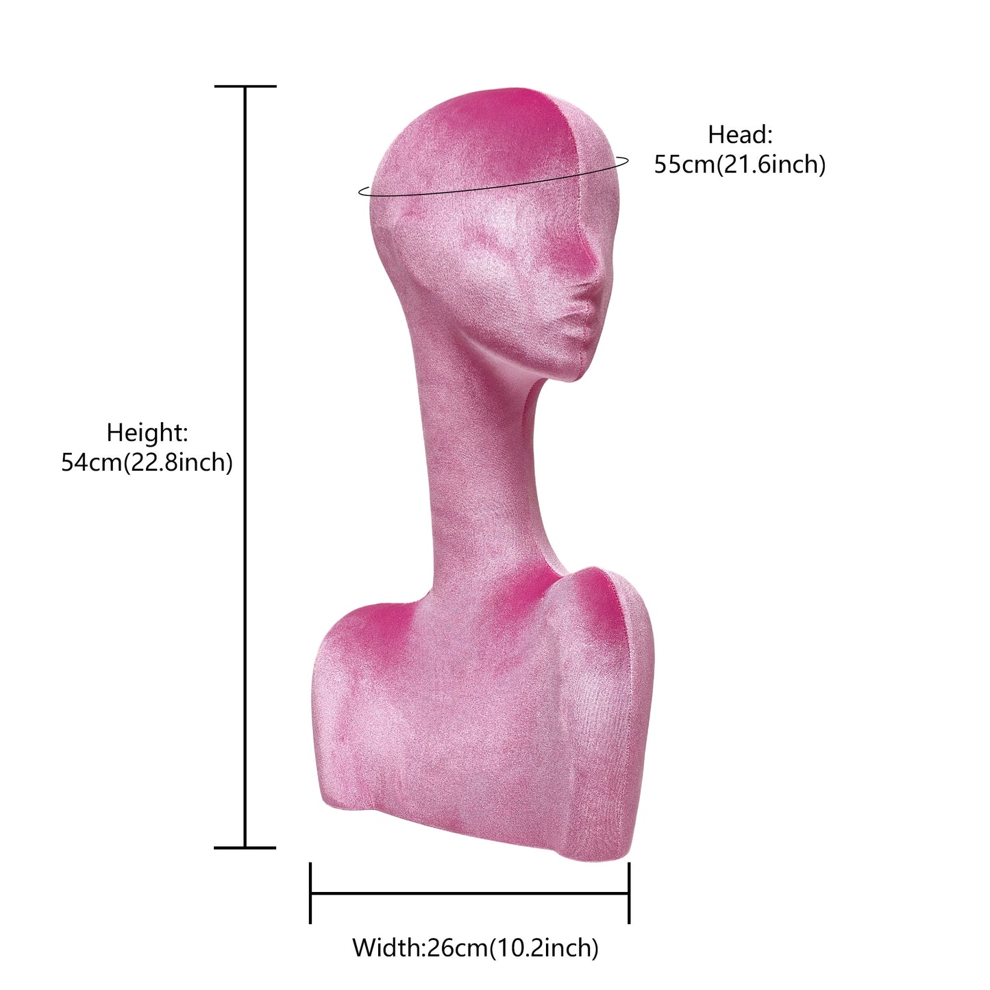 DE-LIANG Swan Neck Velvet Mannequin Head, Fiberglass Wig & Jewelry Display