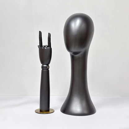 DE-LIANG Pearlescent Mannequin Head & Wooden Hand Display Set for Jewelry, Fashion & Retail