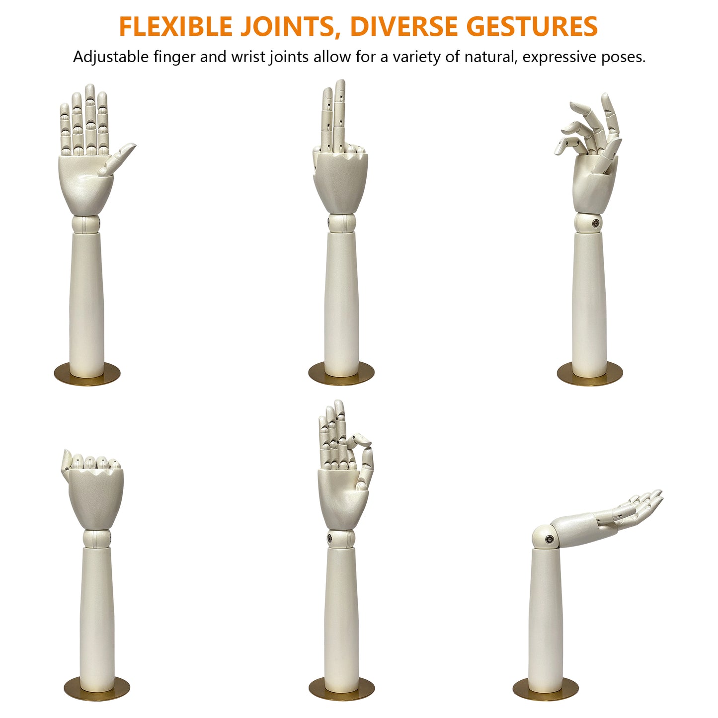 DE-LIANG Pearlescent Mannequin Head & Wooden Hand Display Set for Jewelry, Fashion & Retail