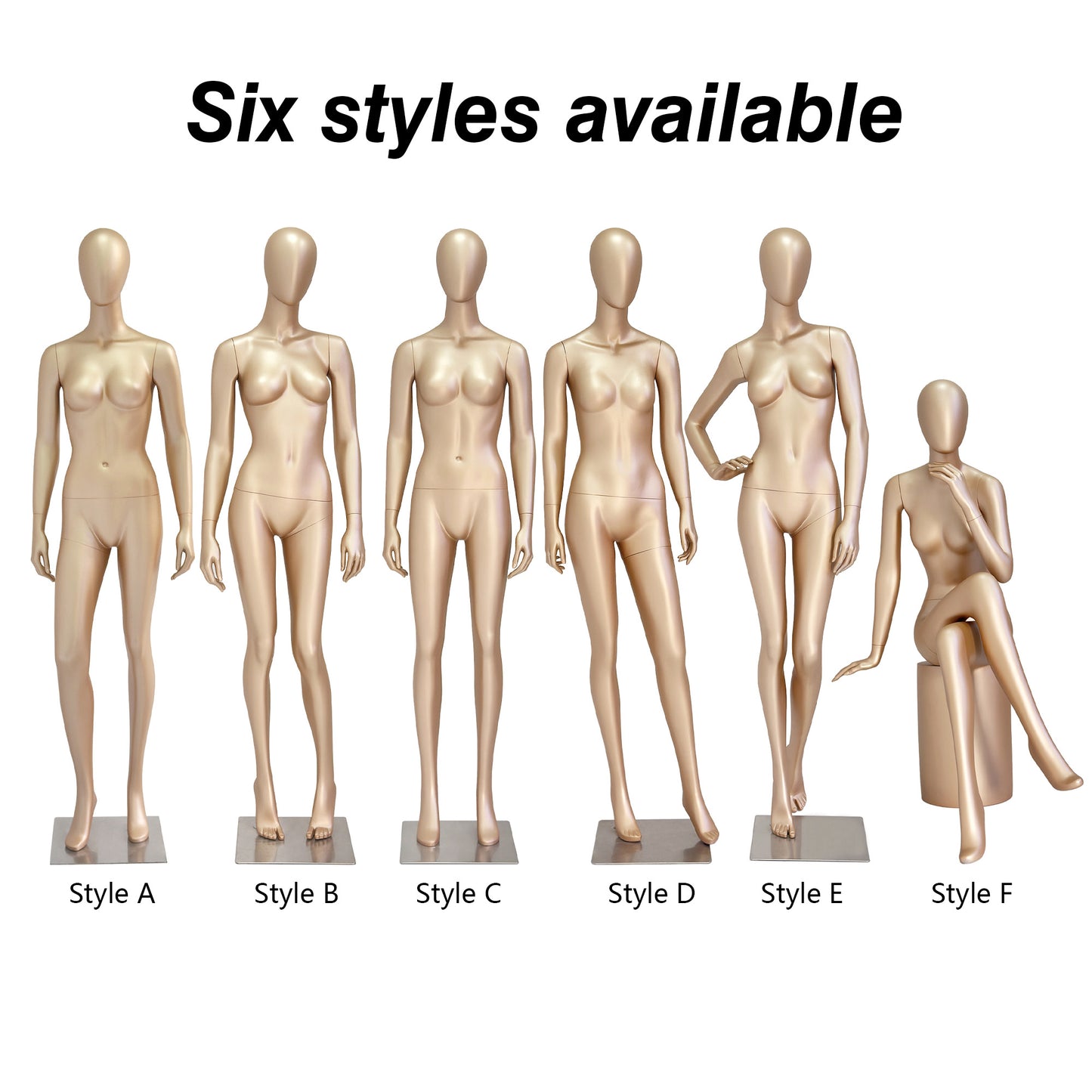 DE-LIANG Rose Gold Female Full Body Mannequin | Fiberglass Boutique Display Dummy