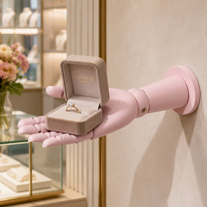 DE-LIANG Wall Mount Mannequin Hand, Mechanical Wood Jewelry Display Stand for Boutiques