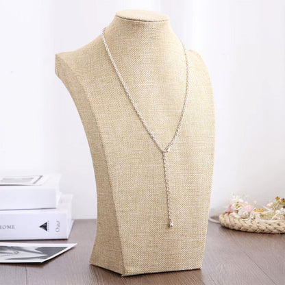 DE-LIANG Burlap Neck Mannequin Stand – Jewelry Necklace & Pendant Display Holder