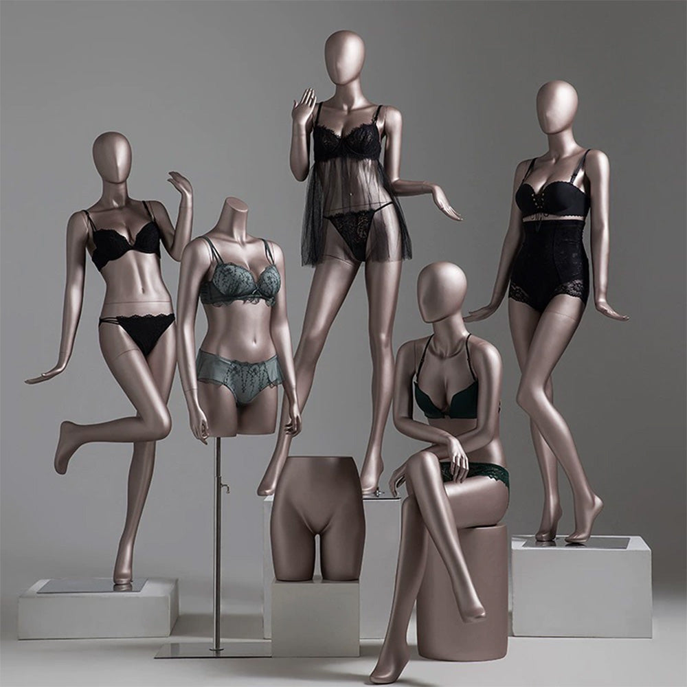 Matte White / Rose Gold Female Full Body Mannequin