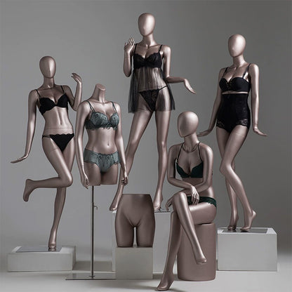 Matte White / Rose Gold Female Full Body Mannequin