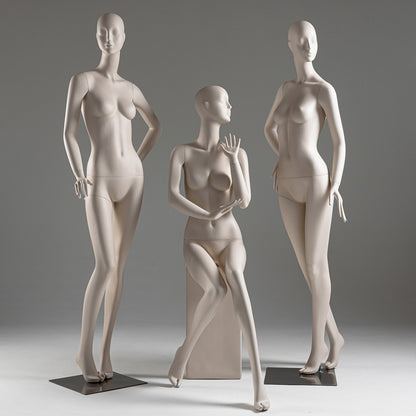 DE-LIANG Face Full Body Female Mannequins,Skin Color Display Fiberglass Dress Form with Torso Display, Modern Posing Mannequin for Fashion Boutiques & Window Displays DL0188