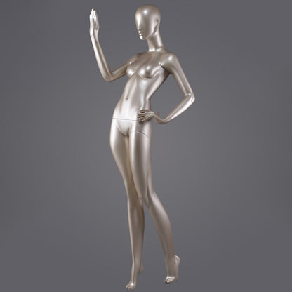 DE-LIANG Glossy Champagne Female Full Body Mannequin – Luxury Fiberglass Dress Form Display Model for Window, Boutique Clothing & Fashion Store Showcase
