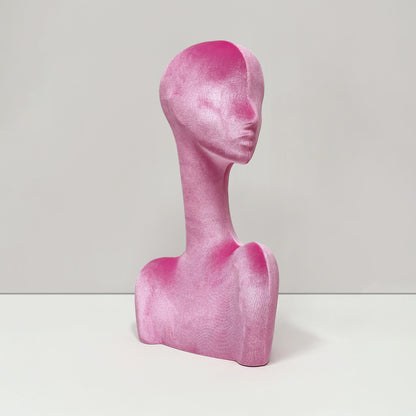 DE-LIANG Swan Neck Velvet Mannequin Head, Fiberglass Wig & Jewelry Display