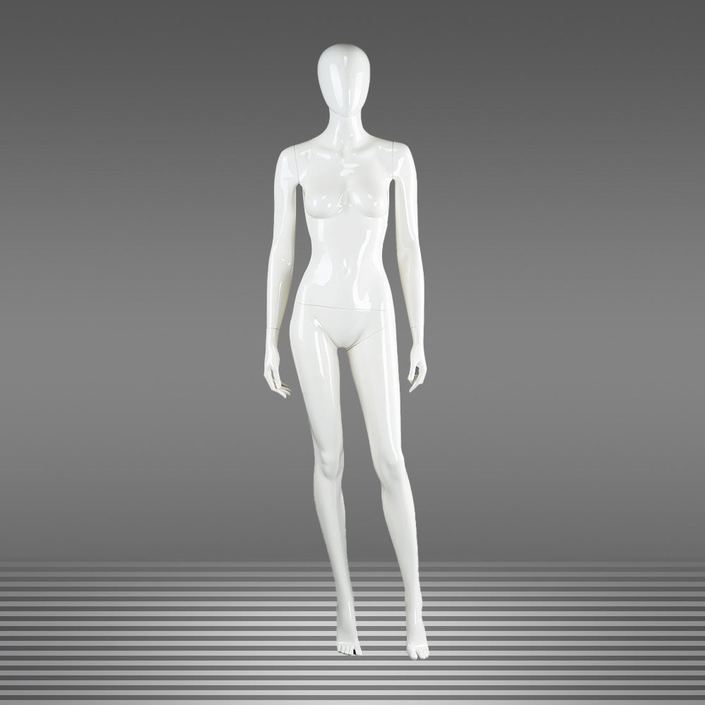 DE-LIANG Female Full Body Mannequins,Glossy White Fiberglass Realistic Dress Form