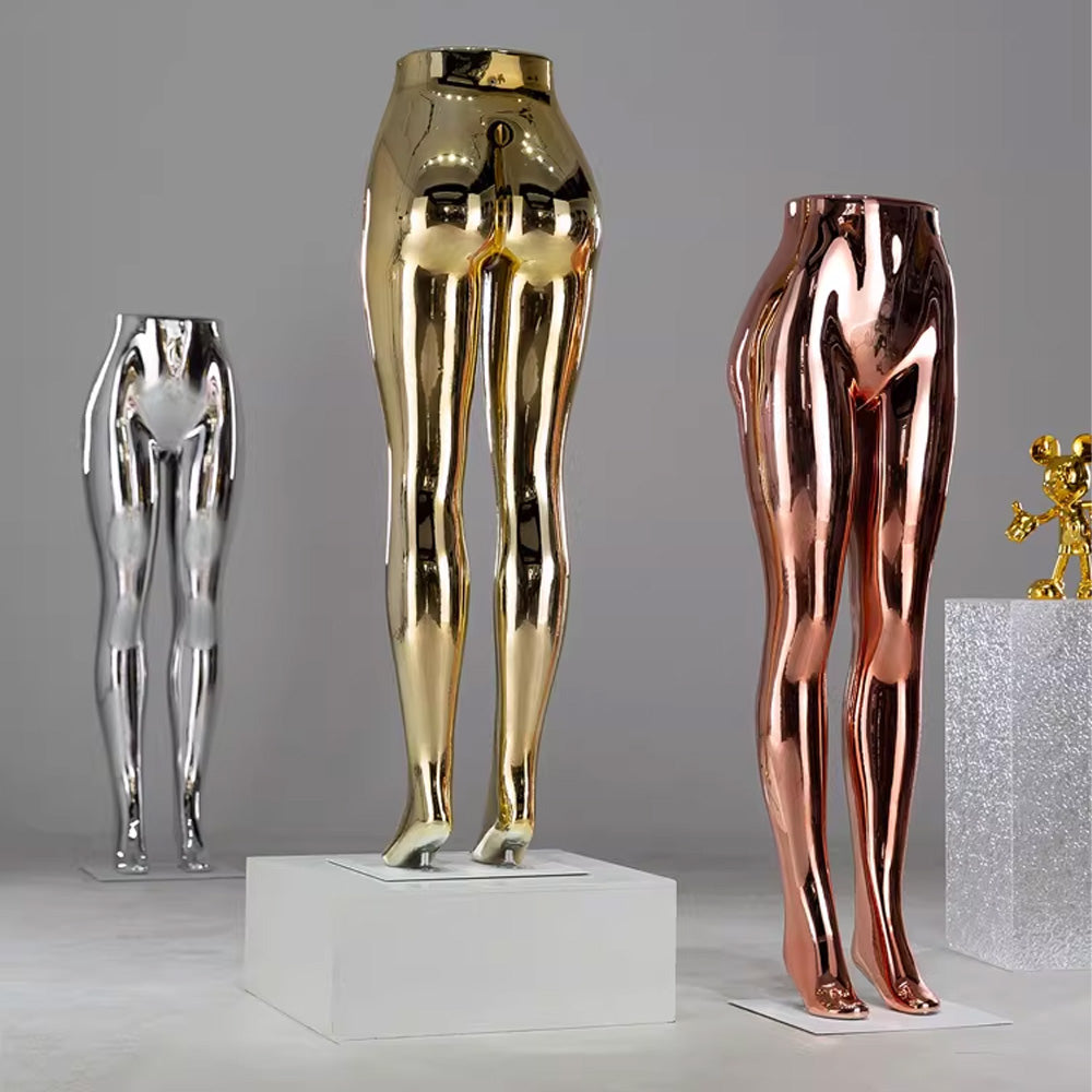 DE-LIANG Female Lower Body Mannequin Legs | Chrome Electroplated Pants Display Form