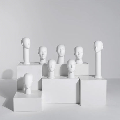 DE-LIANG Long Neck Mannequin Head with Face Features – Fiberglass Hat Wig Scarf Display