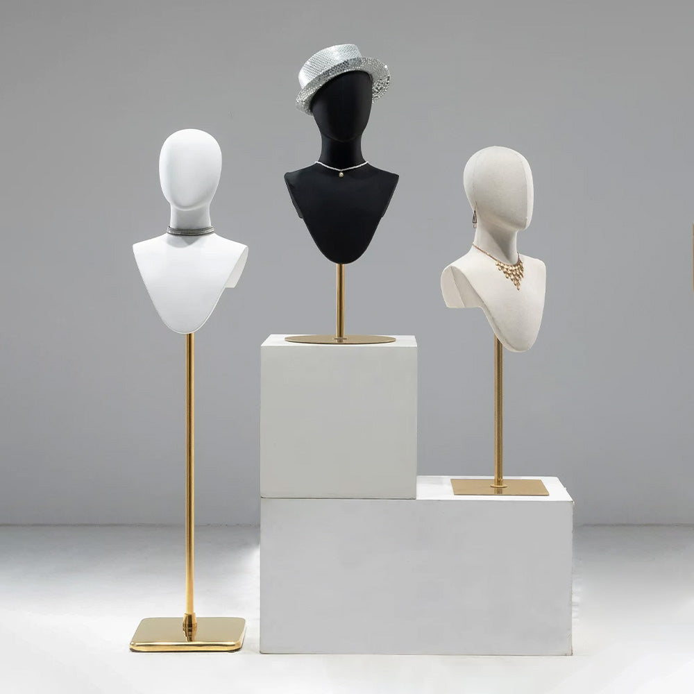 DE-LIANG Cosplay Mannequin Head Stand | Wigs Hats Jewelry | Extra-Long Wig Display