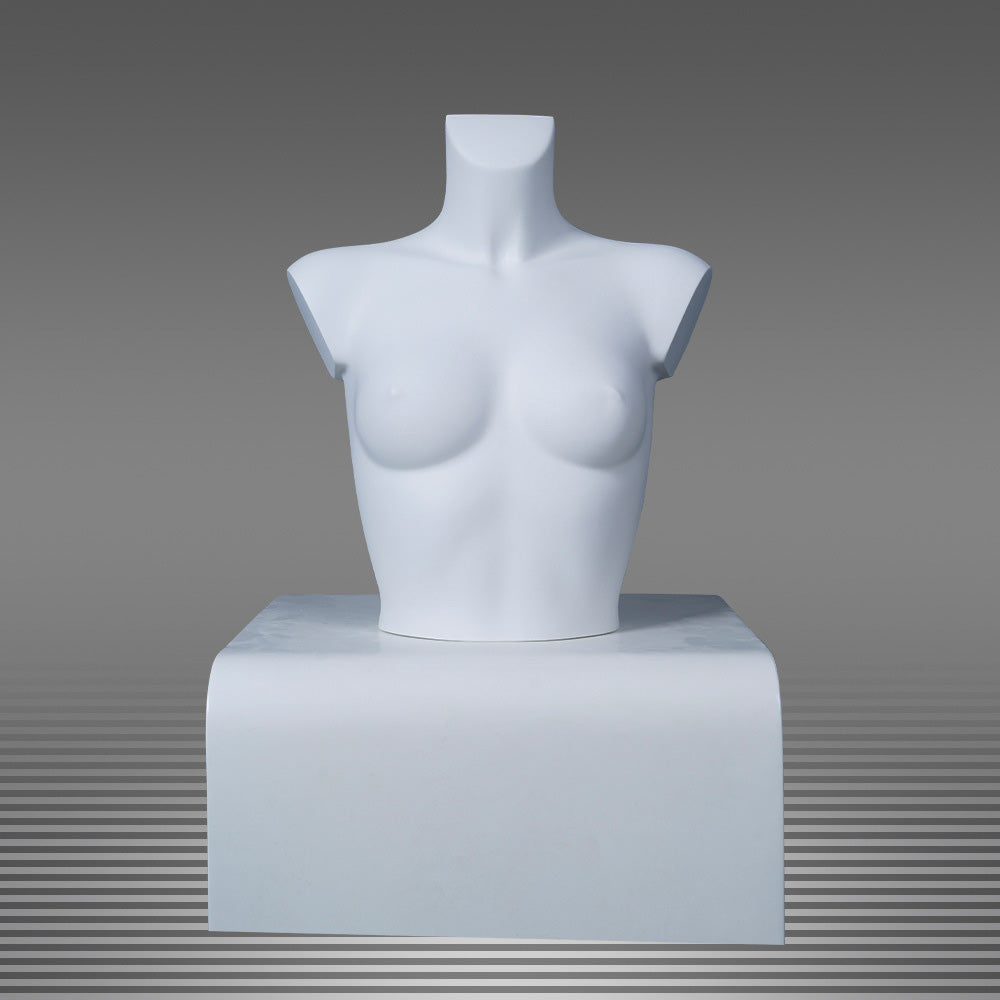 DE-LIANG Female Half Body Mannequin Torso Set,Matte White Fiberglass Dress Form Bust & Hip Display for Clothing, Lingerie, Underwear & Boutique Window Show