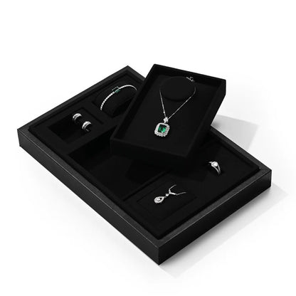 DE-LIANG Elegant Black Necklace Storage Box,Jewelry Organizer Traysl Organizer Display Storage Case for Rings Earring Necklace Bracelet,PU Leather & Microfiber DL2559