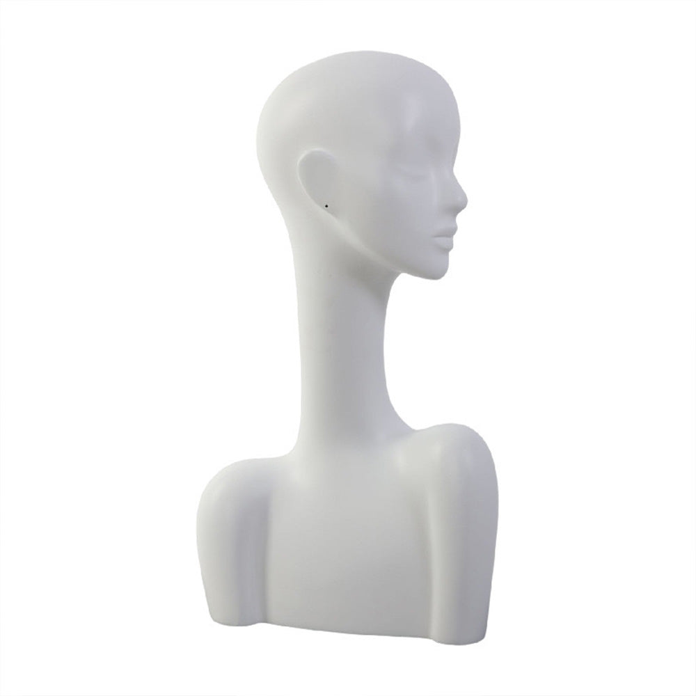 Luxury Head Mannequin,Matte White Long Neck With Shoulders Wig Stand for Hat / Jewelry/ Ring Display,Female Head Prop Block Dress Form Model