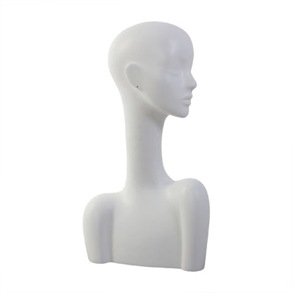 Luxury Head Mannequin,Matte White Long Neck With Shoulders Wig Stand for Hat / Jewelry/ Ring Display,Female Head Prop Block Dress Form Model