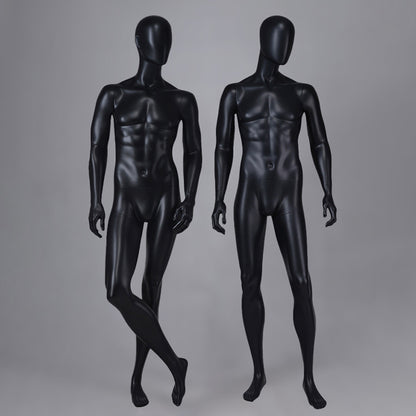 DE-LIANG Matte Black Male Full Body Mannequin Set,Realistic Fiberglass Dress Form Display Model for Clothing Stores, Fashion Boutiques & Window Displays