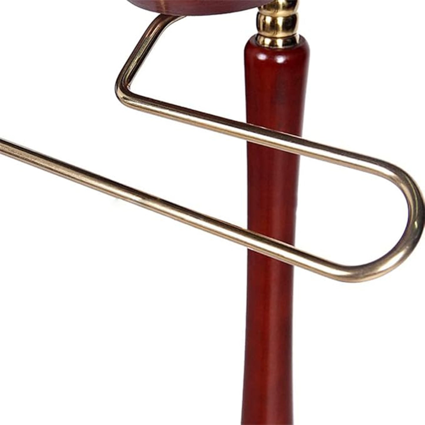 DE-LIANG Solid Wood Suit Valet Stand - Luxury Coat Hanger Rack with Brass Accents