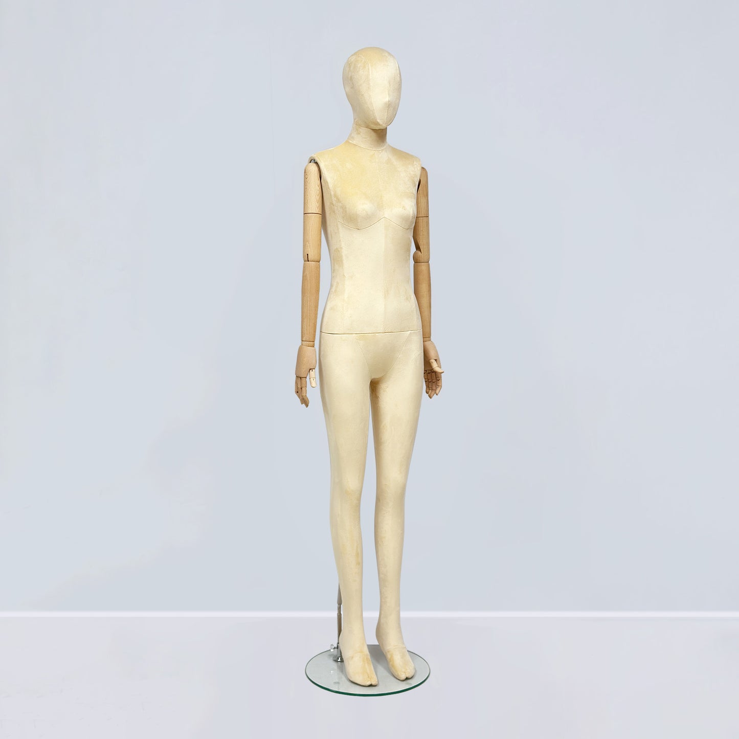 Luxury Matte Flannel Female Mannequin | Articulated Wooden Arms | DE-LIANG