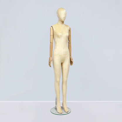 Luxury Matte Flannel Female Mannequin | Articulated Wooden Arms | DE-LIANG