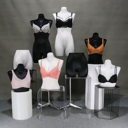 DE-LIANG Lingerie Display Mannequin,Satin Fabric Mannequin Display Stand,Bust Hip Body Form,Women Bikini Bra Trouser Lingerie Pant Dress Form