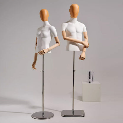 DE-LIANG Female/Male Full Body Mannequin,White Spray Paint Female Mannequins Torso With Wooden Head, Detachable Dress Form for Retail Clothing Shops,Window Display