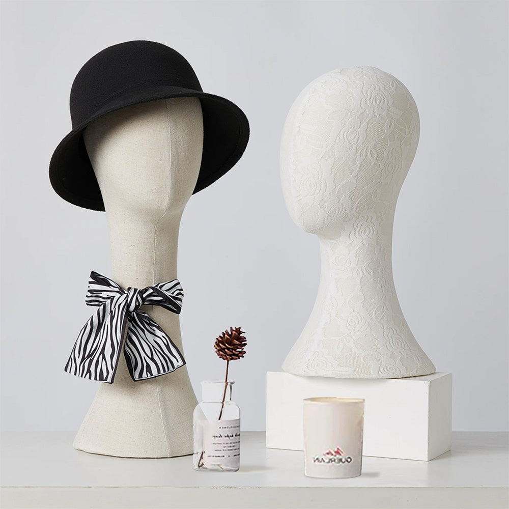 DE-LIANG Pinnable Lace Mannequin Head Display Stand for Hats Wigs Scarves & Jewelry