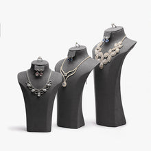 Load image into Gallery viewer, Modern Necklace Bust Stand/Jewelry Display Stand,Necklace/Ring Holder,Black Mannequin Display,Leather Mannequin Holder Stand DL2449
