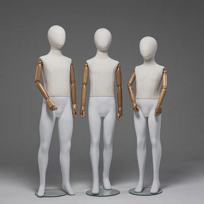 Kids Full Body Mannequin,Fabric Wrapped Torso Painted Legs Wooden Arms