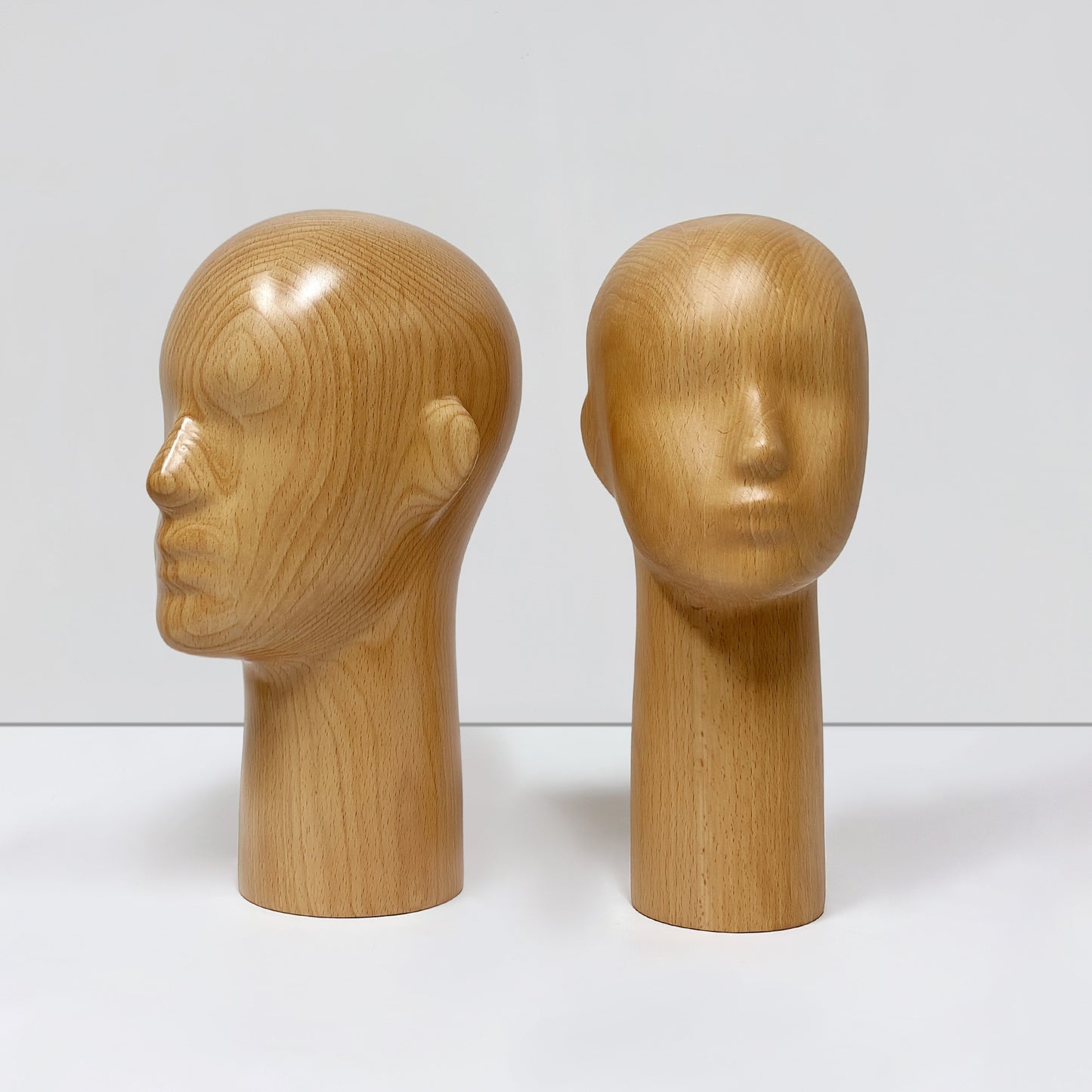 DE-LIANG Wooden Mannequin Head Stand for Hats Wigs & Glasses | Beechwood Display Model