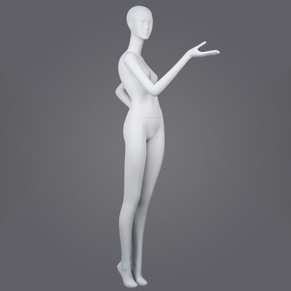 DE-LIANG Professional Female Mannequin Full Body Dress Form Display - Realistic Poseable Fashion Model Stand for Clothing Store Boutique Window Display - White Matte Finish Retail Merchandising Dummy