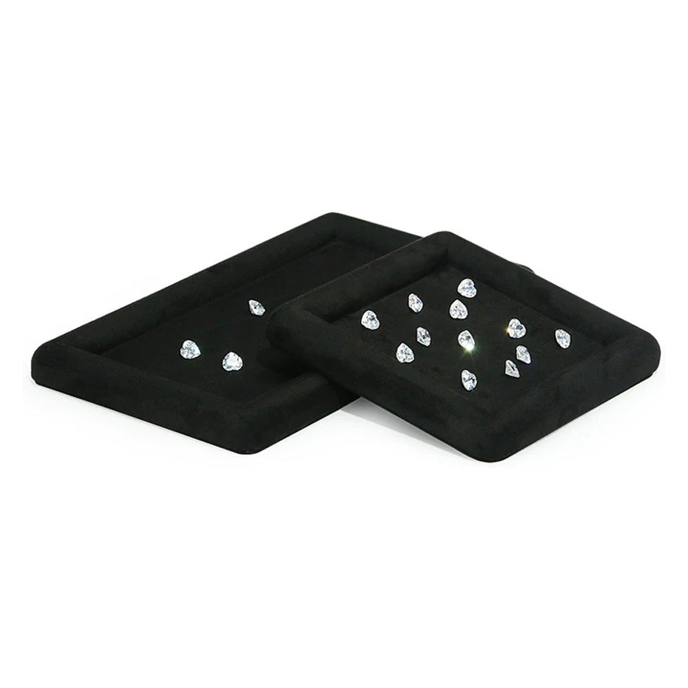 Plateau de rangement pour bijoux en velours noir et daim MDF, présentoir pour boucles d'oreilles, pendentif, collier, rose et vert, boîte à bijoux, 1 pièce