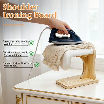 DE-LIANG Shoulder Ironing Board – Sleeve Press with Pine Wood Base & Cotton Cover
