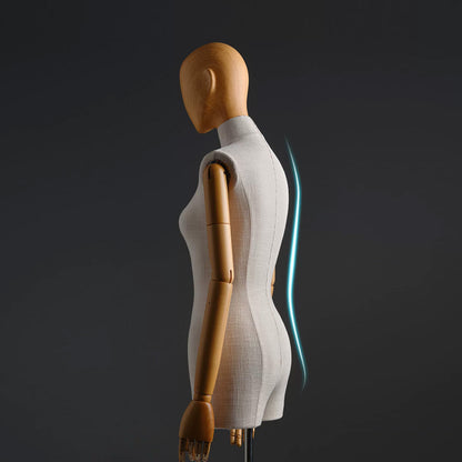 DE-LIANG Female Half Body Mannequin,Linen Display Mannequin with Wooden Head Model for Fashion Cloth Dressmaker Dummy,Model Props Shot Dummy DL0069 De-Liang Dress Forms