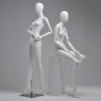 DE-LIANG Matte White Female Full-Body Mannequin, Poseable Joints, Window Display
