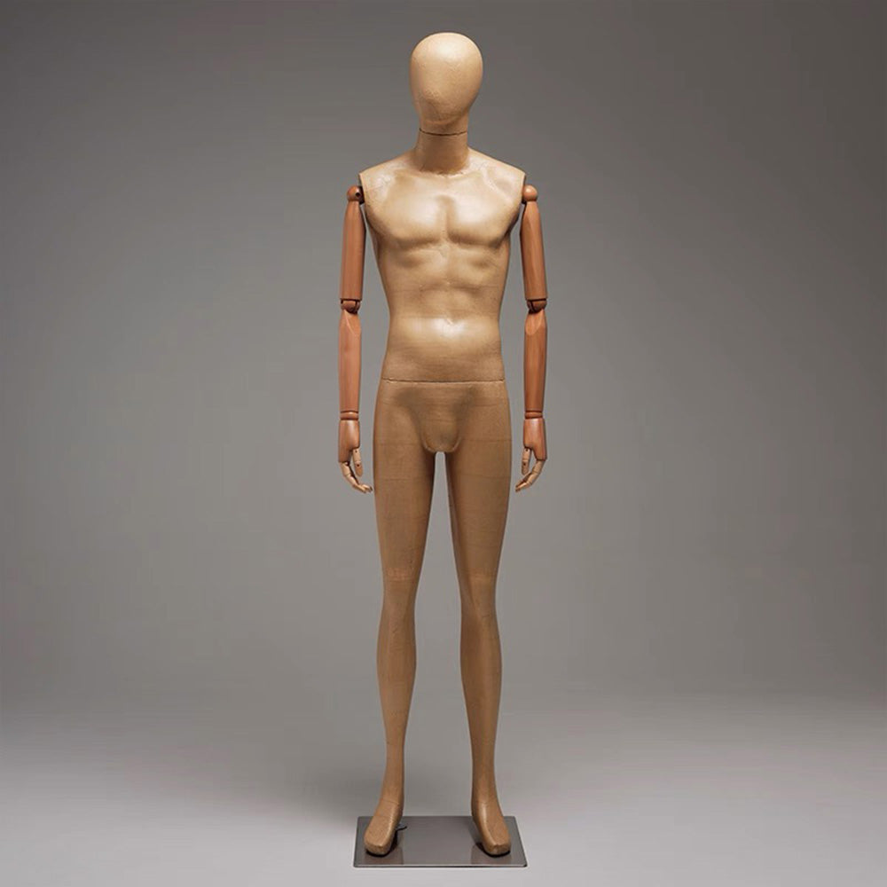 Kraft Paper Full Body Mannequin: Wooden Arms, Clothing Display