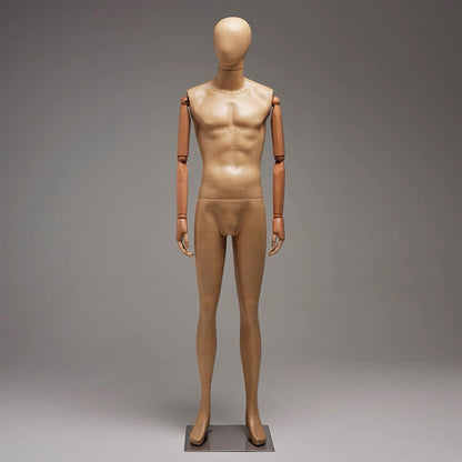 Kraft Paper Full Body Mannequin: Wooden Arms, Clothing Display