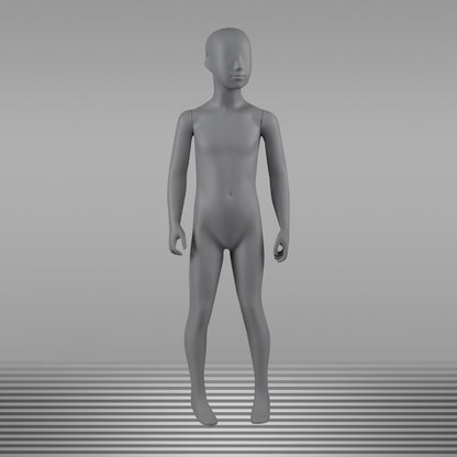 DE-LIANG Grey Kids Full Body Mannequins with Arms and Base – Child Dress Form Torso with Realistic Facial Features, Adjustable Display Dummy for Store Window & Boutique Clothing Display