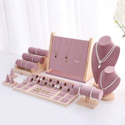 DE-LIANG Pink Velvet Jewelry Display Stand Set – Perfect for Jewelry Stores & Boutiques