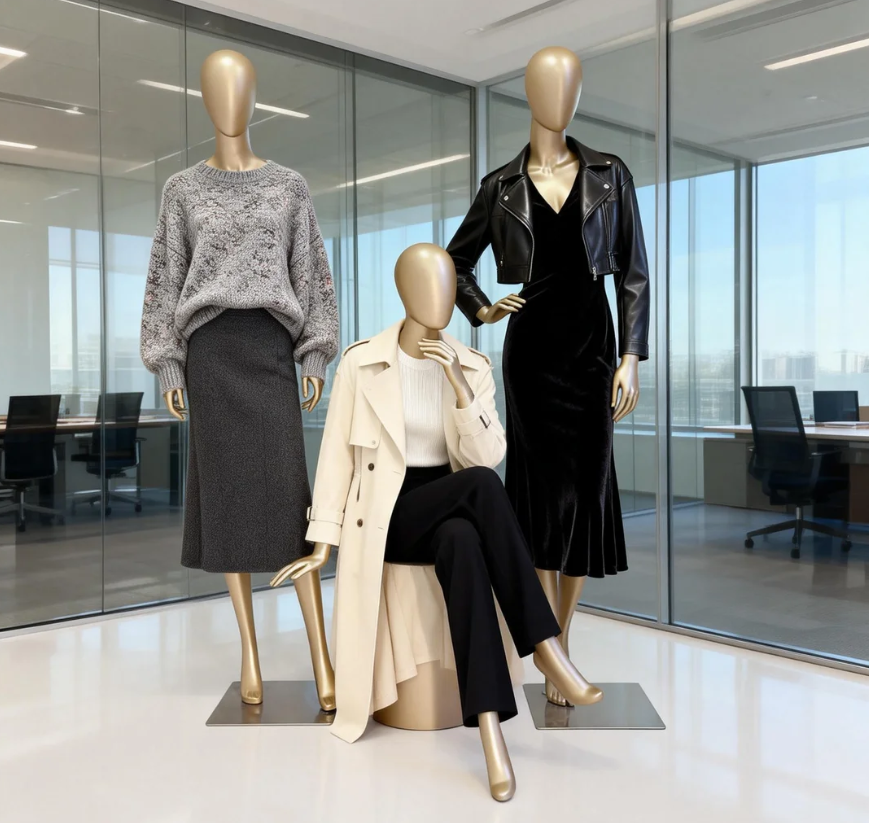 DE-LIANG Rose Gold Female Full Body Mannequin | Fiberglass Boutique Display Dummy