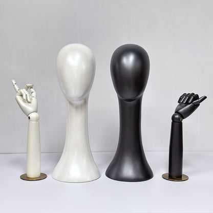 DE-LIANG Pearlescent Mannequin Head & Wooden Hand Display Set for Jewelry, Fashion & Retail