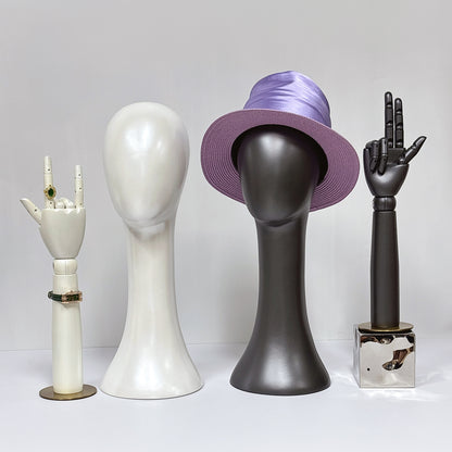 DE-LIANG Pearlescent Mannequin Head & Wooden Hand Display Set for Jewelry, Fashion & Retail