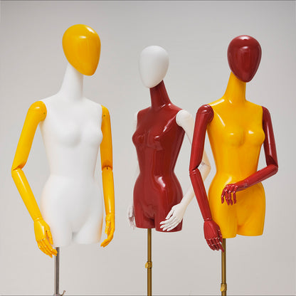 DE-LIANG Female Half Body Mannequin with Arms,Colorful Glossy Female Fiberglass Display Model for Clothing Jewelry Display,Female Dress Form