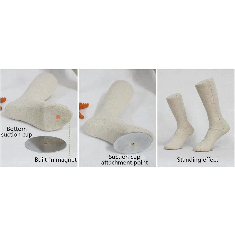 DE-LIANG Linen Mannequin Foot for Sock & Shoe Display – Magnetic, Women/Men/Kids